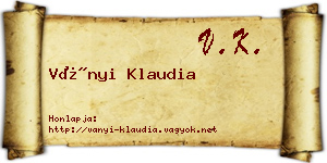 Ványi Klaudia névjegykártya